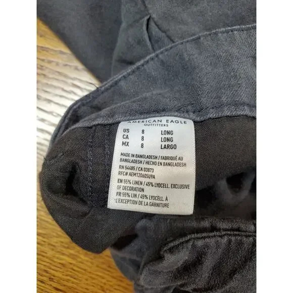 AE American Eagle Womens 8 Tall Pants High‎ Rise Trousers Pleated Wide-Leg - Picture 8 of 12